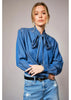Tie Neck Chambray Blouse