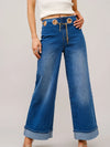 Gold Grommet Wide Leg Jeans