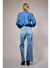 Tie Neck Chambray Blouse