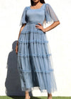 Ruffled Mesh Long Dress