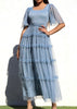 Ruffled Mesh Long Dress