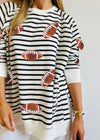 Black and White Sequined Football Top