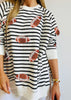Black and White Sequined Football Top