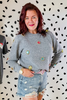 Crew Neck Jeweled Pullover Sweater