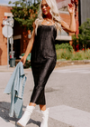 Black Ribbed Midi Dress