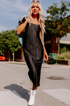 Black Ribbed Midi Dress