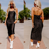 Black Ribbed Midi Dress