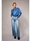 Tie Neck Chambray Blouse
